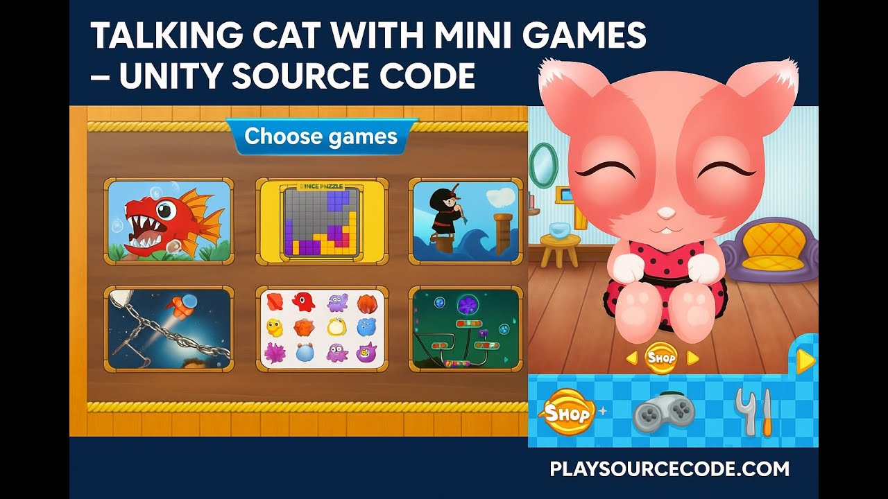 Talking Cat With Mini Games Unity Source Code – Buy & Reskin at Playsourcecode.com