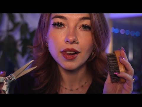 Gentle Haircut and Styling ✂️💈ASMR [ scissor and razor sounds, brushing, misting, and hot towel ]