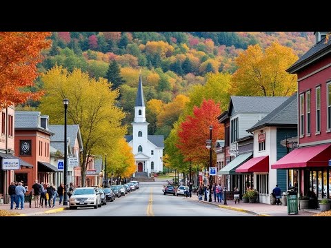Autumn Walk in STOWE Vermont 🍁🍂❤️ New England Autumn Foliage Trip 4K