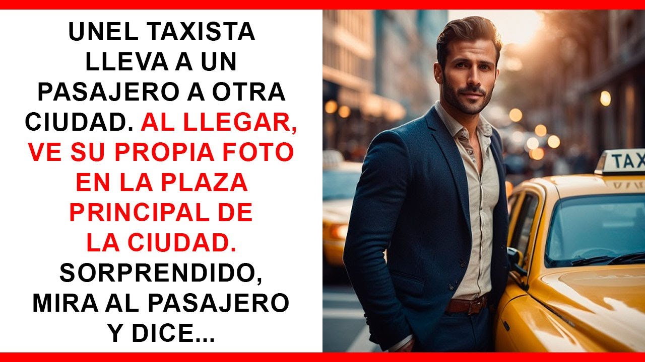 El taxista lleva a un pasajero, ve su foto en la plaza y, sorprendido, le dice...
