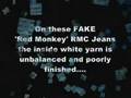 How do you spot FAKE 'Toyo Story' RED MONKEY RMC jeans? www.rmcjeans.com