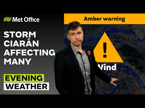 01/11/23 – Wet and windy Storm Ciarán – Evening Weather Forecast UK – Met Office Weather
