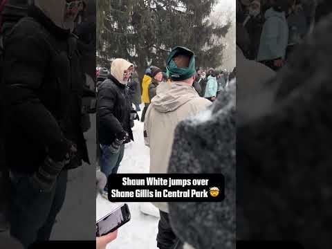 Olympic snowboarder Shaun White jumped over Shane Gillis in Central Park 🔥👀 (via joelaloma10/IG)