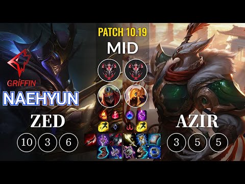 GRF Naehyun Zed vs Azir Mid - KR Patch 10.19