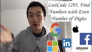 YouTube video 'LeetCode 1295: Find Numbers with Even Number of Digits - Interview Prep Ep 39'