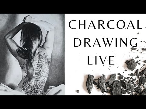 Charcoal Drawing Live | Figure Drawing in black and...