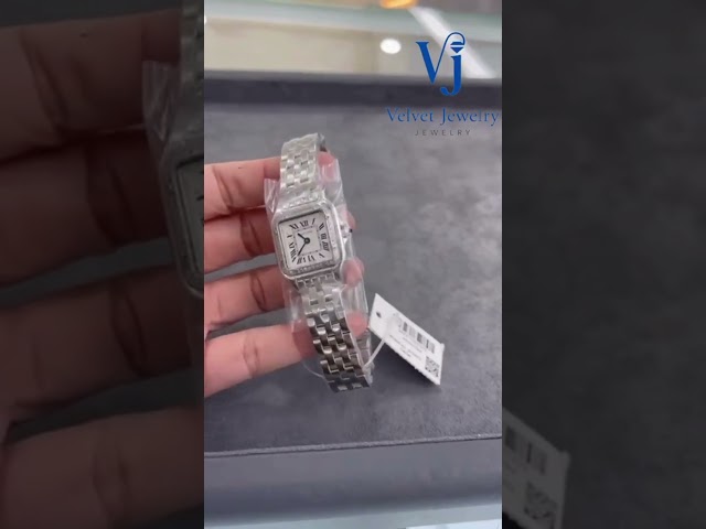 ساعة كارتييه بانثر ستيل مع الماس - صغيره