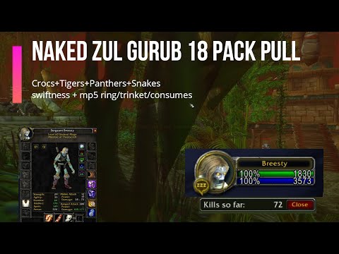 NAKED 18 pack Zul Gurub pull! | Crocs+Tigers+Panthers+Snakes | 1,8k HP + 3,5k mana