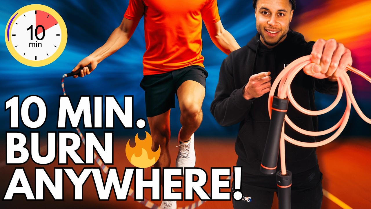 10-minute jump rope workout by Geraldo Alken that can be done anywhere with minimal space and no gym equipment.