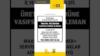 Üretim bölümüne vasıfsız erkek eleman alınacaktır. Gebze iş ilanları. 