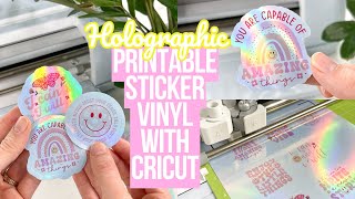 PRINTABLE HOLOGRAPHIC VINYL STICKERS USING PRINT THEN CUT & CREATE STICKER BUTTON | EASY PEEL
