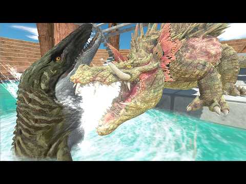 George X Lizzie Rampage VS. Jurassic World Rebirth! - Animal Revolt Battle Simulator