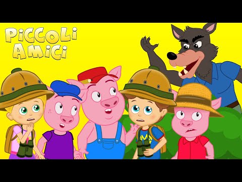 Tre porcellini e il lupo canzone | Canzoni per Bambini con Piccoli Amici
