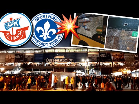 Angriff auf Gäste-Fans, Pyroshows & provokantes Spruchband! (Hansa - Darmstadt 0:1)