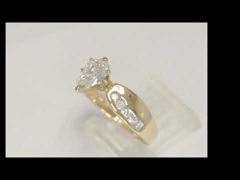 1.36CTW diamond engagement ring 14K yellow gold 1.06C F pear round brilliant sz9 - 27623