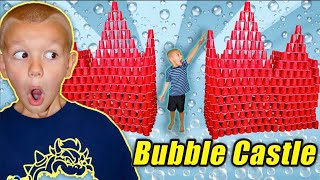 Little Brother Wrecks Red Bubble Castle Made Of Red Cups!