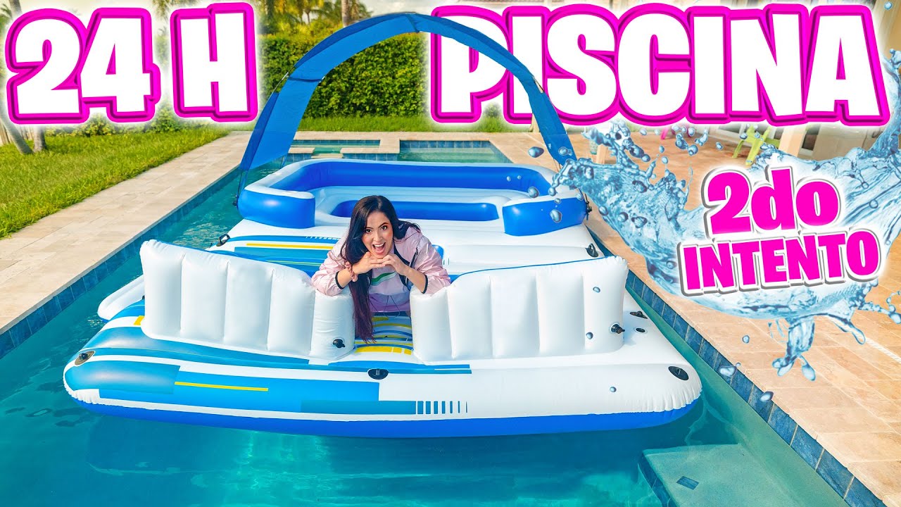 24 HORAS EN LA PISCINA pero con CASA FLOTANTE 😂 2do intento 😅  RETO EXTREMO Sandra Cires Art