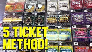 WINNING with the 5 TICKET METHOD! Lottery Scratch 