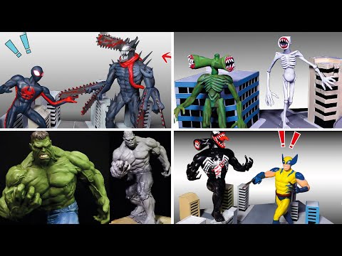 All Monsters Dioramas part 8 | Superheroes - Trevor Henderson - Chainsaw Man | Realistic Diorama