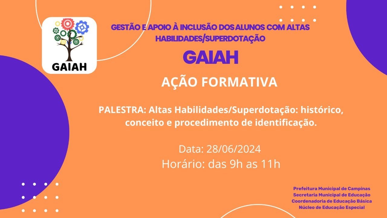 Palestra: Altas habilidades/superdotação: histórico, conceito e procedimento de identificação
