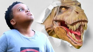 Bad Baby T-Rex ATTACKS - Scary T-Rex vs Shasha And Shiloh IRL - Onyx Kids