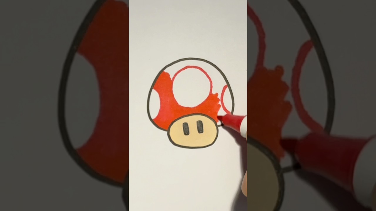 How to draw a Mario mushroom step by step🍄