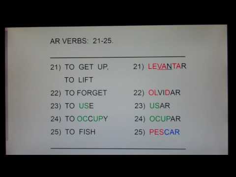 AR VERBS 21-25:  levantar, olvidar, usar, ocupar, pescar...