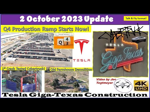 1st Crash Tested Cybertruck! S Paving, E Garage GeoPiers! 2 October 2023 Giga Texas Update (07:55AM)
