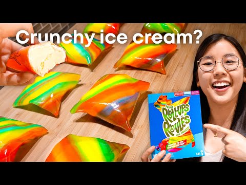 Fruit Roll-Up Ice Cream 🍦 (TikTok’s CRUNCHY + CHEWY snack HACK!)