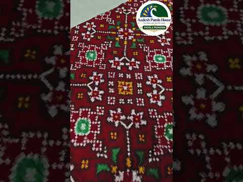 Red Navratan Motifs Animal Pallu Double Ikat Chaniya Choli Dupatta 8 Ply Silk