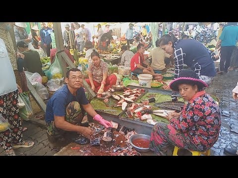 Chicken, Fishes And other Fresh Food Compilation - Food View In Phnom Penh Market