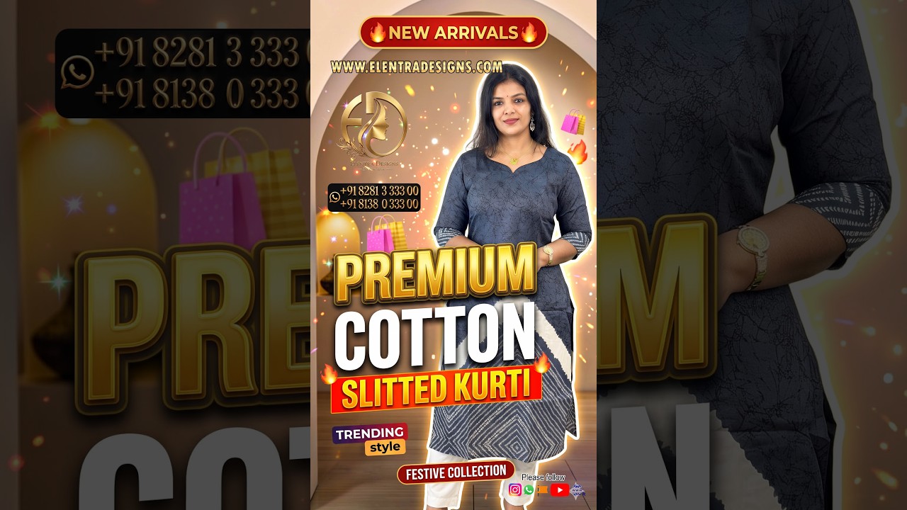 Premium Cotton Slitted Kurti | Elegant Daily & Office Wear | Elentra Designs #cottonkurti