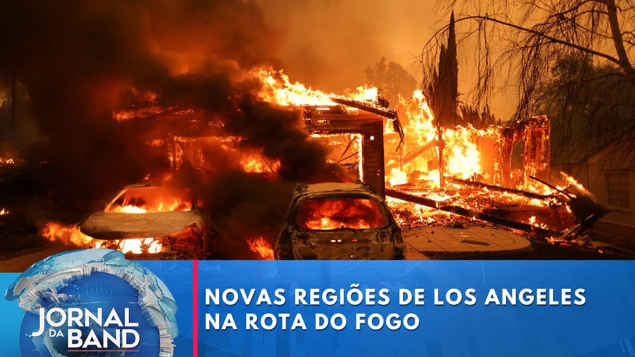 Vento coloca novas regiões de Los Angeles na rota do fogo