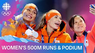 Top 3 runs & medal ceremony from women's 500m speed skating at Milano Cortina 2026