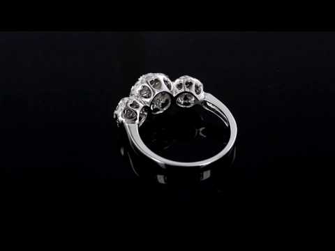 White Gold And Diamond Cluster Ring  - VJM5376