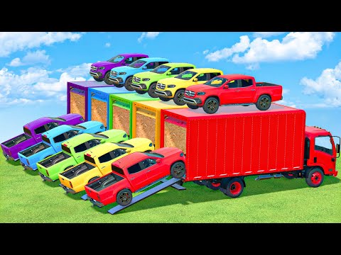 TRANSPORTING MERCEDES BENZ PICKUP CARS WITH ISUZU TRUCKS - Farming Simulator 22