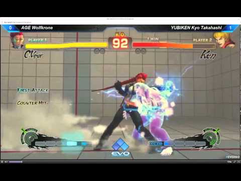 EVO 2013 - Super Street Fighter IV AE Semifinals - AGE Wolfkrone vs YUBIKEN Kyo Takahashi