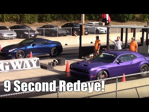 Challenger Hellcat Redeye vs GTR, Mustang GT & Turbo Olds Cutlass 1/4 Mile Drag Races