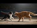 Epic Cat Championship Battle Orange Tabby Vs Tuxedo Cat