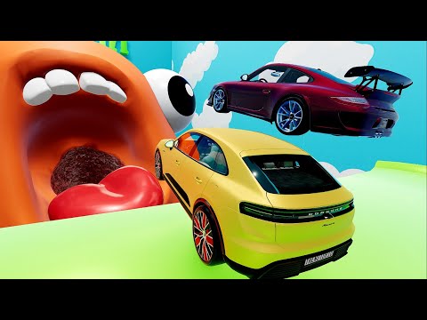 Porsche Cars VS Mystery DOORS #2 Sports Car Challenge - BeamNG Drive