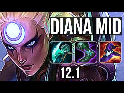 DIANA vs QIYANA (MID) | 15/1/2, 2.6M mastery, 8 solo kills, Legendary | NA Diamond | 12.1