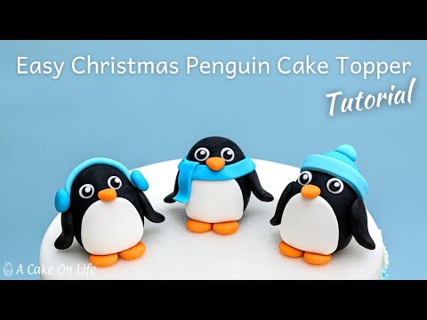 Fondant Penguin Cake Topper Tutorial/ Easy Christmas Cake Topper Idea