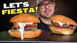 DANG GOOD Mexican Chicken Sandwich (aka Chicken Torta) with Jalapeno Dressing on the Blackstone