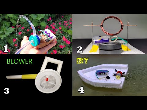 4 Awesome DC motor project l Thermocol Water Boat l Water Pump l Free Energy DC Motor l Blower Fan