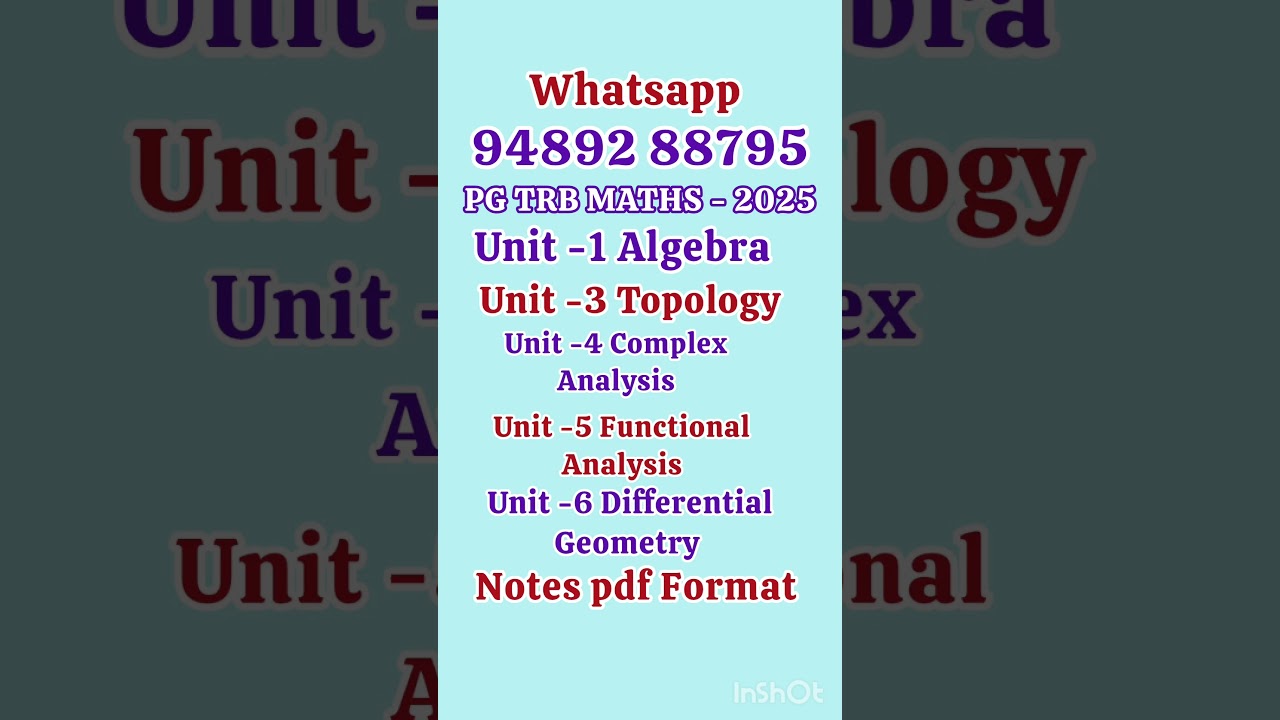 PG TRB MATHS 2025🔥 Algebra 💥 Topology 🔥 Complex  💥 functional 💥 differential Geo 💥SRT Vijay Maths 💯
