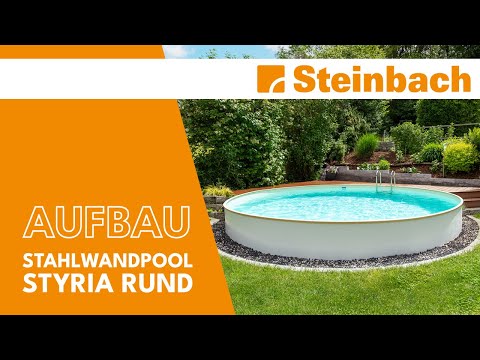 Montaža video bazen s kovinskimi stenami Styria Pool okrogel	