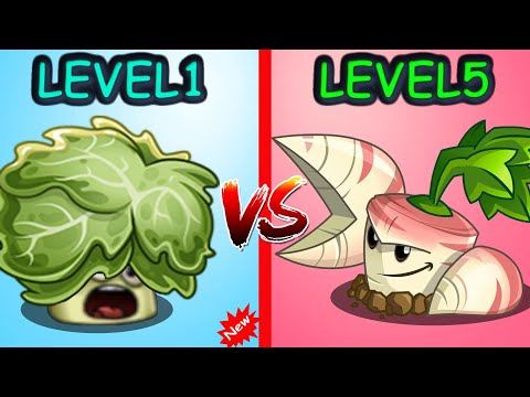 PVZ 2 - New Headbutter Lettuce (lv1) vs (lv5) Parsnip
