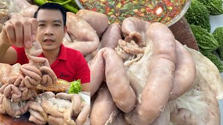 ต้มมาพวงใหญ่ๆ แจ่วพริกป่นบักนาวส้มๆ แกล้มผัก แซ่บๆ
