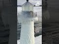 Beautiful icicles form on Lake Michigan lighthouse