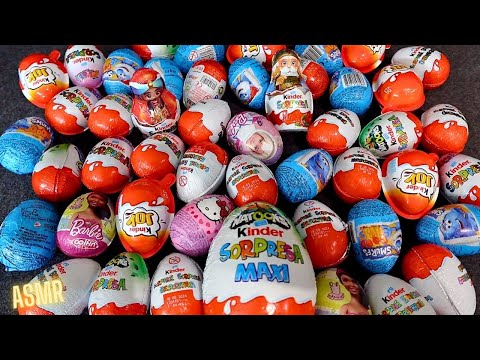 ASMR Kinder Surprise +60 Eggs. Kinder Sorpresa. Disney 100